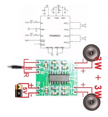 Amplificador digital PAM8406 5W x 2