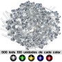 Set de leds 5mm Rojo, amarillo, azul, blanco, verde 100 por color