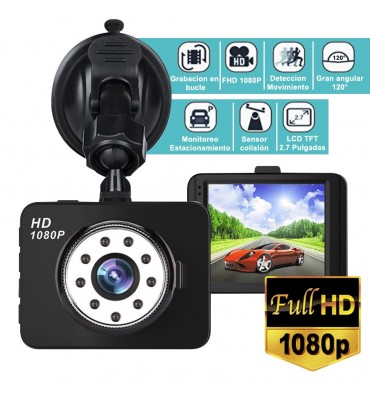 Camara para tablero de auto dashcamera 1080p camara trasera g-sensor y deteccion de movimiento