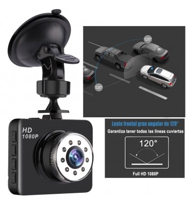 Camara para tablero de auto dashcamera 1080p camara trasera g-sensor y deteccion de movimiento