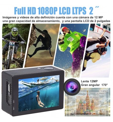 Camara deportiva sumergible fullHD 1080p con wifi