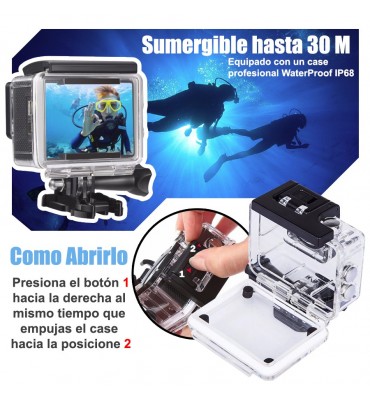 Camara deportiva sumergible fullHD 1080p con wifi