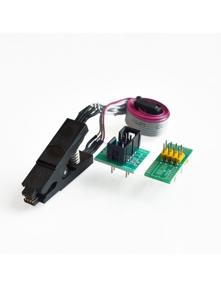 Combo Programador Usb Ch341a + Pinza + Cable + Adapt. Soic8 200mil + 150mil