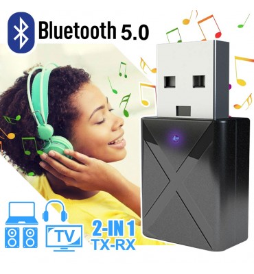 Adaptador Bluetooth USB, receptor transmisor Bluetooth 5.0 2 en 1,  convertidor Bluetooth inalámbrico integrado 2 0.138 in audio Bluetooth para  TV