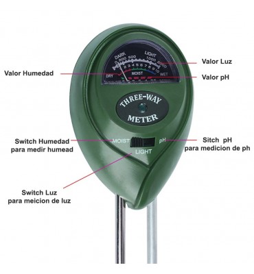 Medidor 3 en 1 para pnatas humedad, ph y luz