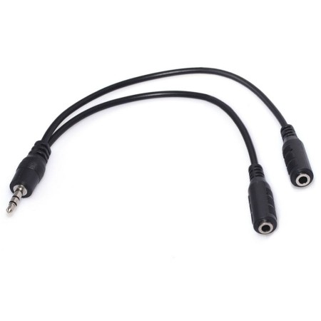 Splitter miniplug 3.5mm 1 macho a 2 hembras negro