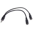 Splitter miniplug 3.5mm 1 macho a 2 hembras negro
