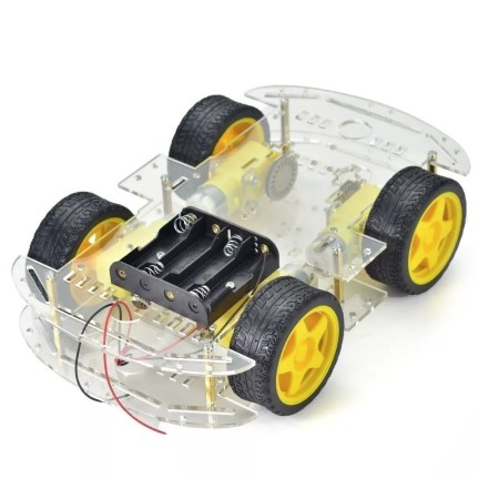 Chasis robot 4WD de acrílico con 4 motores y ruedas