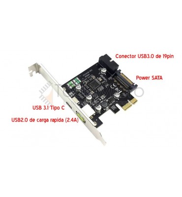 PCIe X1 a USB3.1 tipo C y USB3.0