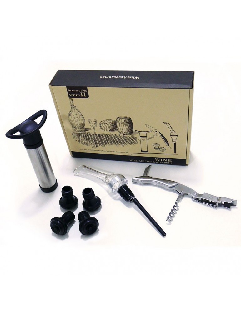 Juego De Vino Vacu Vin Experience 6 Piezas - Bomba De Vacío, Vertedor Y Cuchillo De Camarero