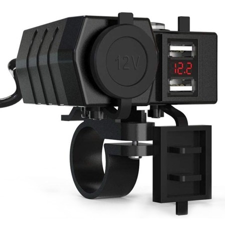 Cargador doble USB 12V con brújula y slot encendedor