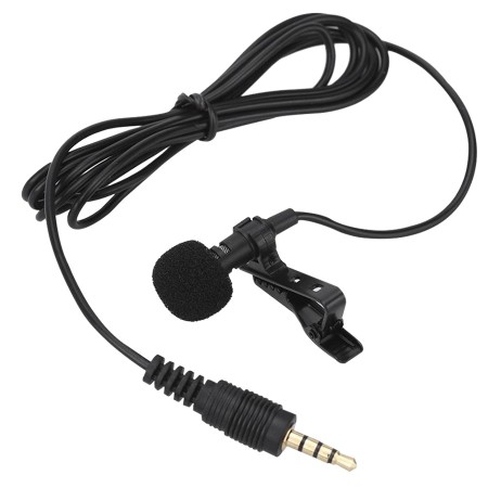 Micrófono corbatero condenser TRRS 3.5 mm con clip