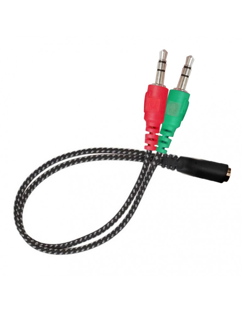 Cable Divisor Audio 3.5 En Dos Salidas Mic Y Auricular