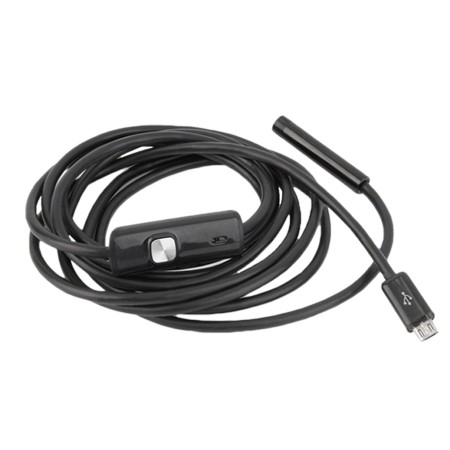Boroscopio USB 2 m con 6 LED y sonda IP67 de 7 mm