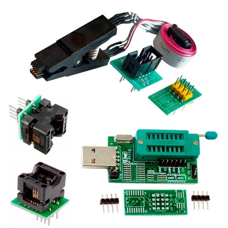 Combo programador USB CH341A con pinza SOIC8