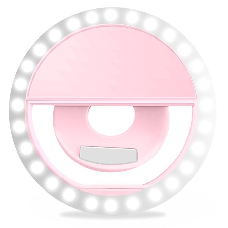 Aro de luz LED selfie, 28 LEDs, 3 niveles de brillo