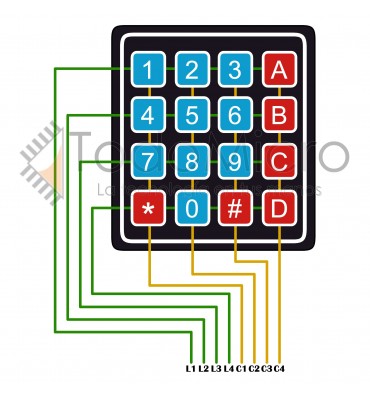 Teclado Membrana Matricial 4x4  Autoadhesivo Arduino