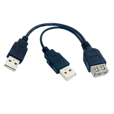 Cable USB en Y con doble ficha de alimentación