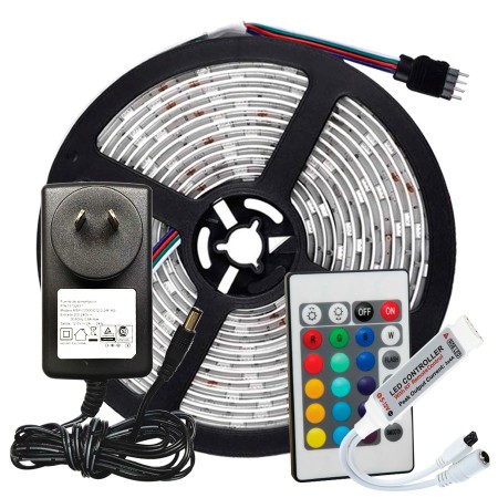 Kit tira LED RGB 5050 interior 5 m con controlador