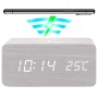 Reloj LED de madera con cargador inalámbrico Qi