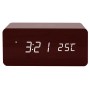 Reloj LED de madera con cargador inalámbrico Qi