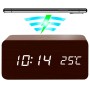Reloj LED de madera con cargador inalámbrico Qi
