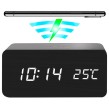 Reloj LED de madera con cargador inalámbrico Qi