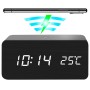 Reloj LED de madera con cargador inalámbrico Qi