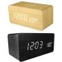 Reloj LED de madera con cargador inalámbrico Qi