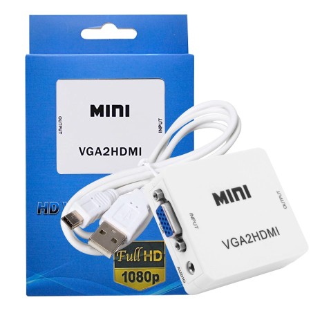 Adaptador VGA a HDMI con audio y salida 1080p