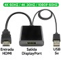 Conversor HDMI a DisplayPort 4K 60Hz, compacto