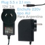 Fuente 12V 2A plug 5.5x2.1mm, enchufe Argentina