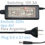 Fuente switching 12V 5A (60W) Merryking, plug 5.5x2.1mm